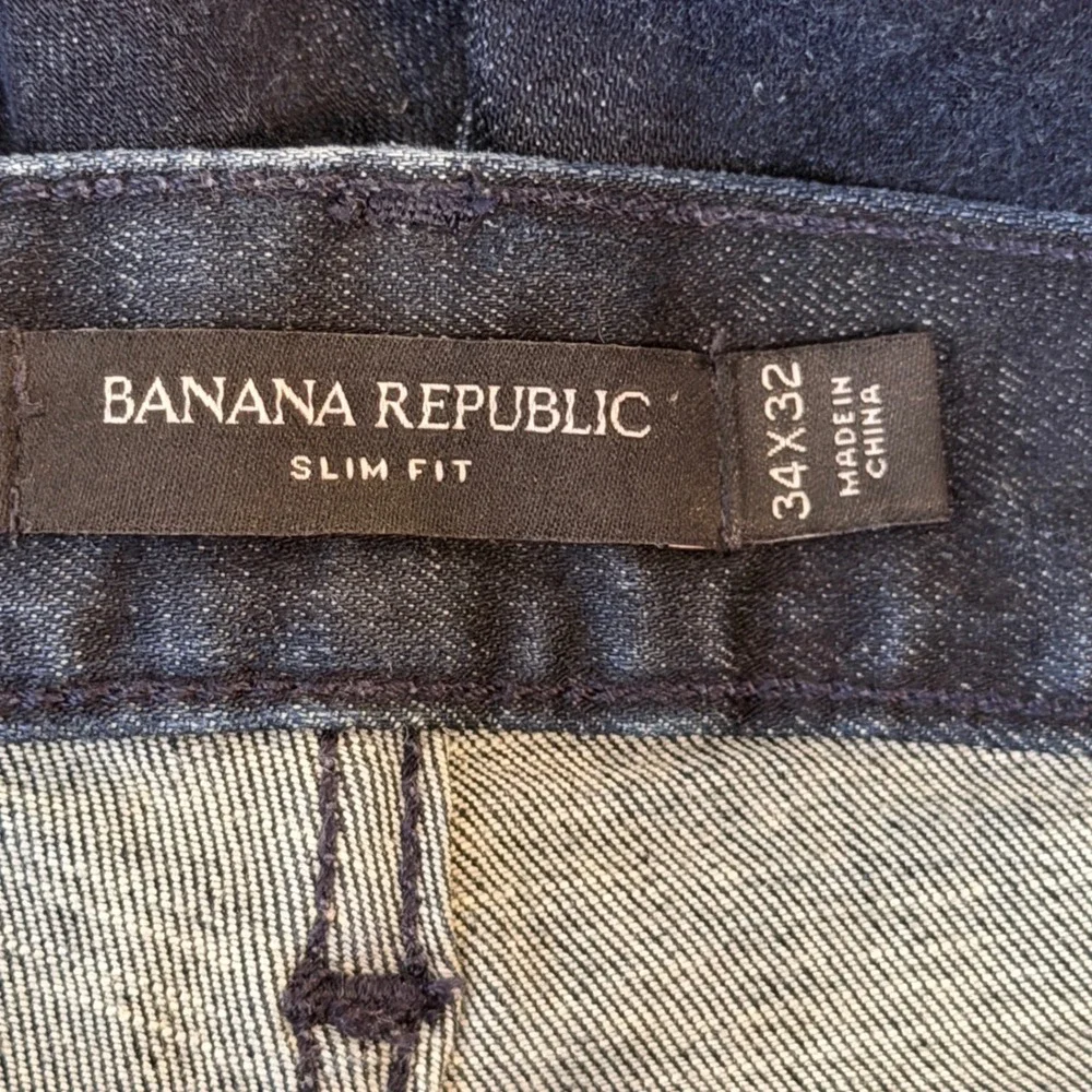 Banana Republic Slim Fit Mens Dark Wash Black Denim‎ Jeans 34x32 Stretch RN54023
